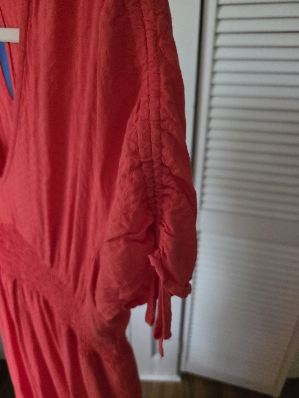 Bar III Coral-Red Maxi Dress with Smocked Waist - Picture 3 of 4